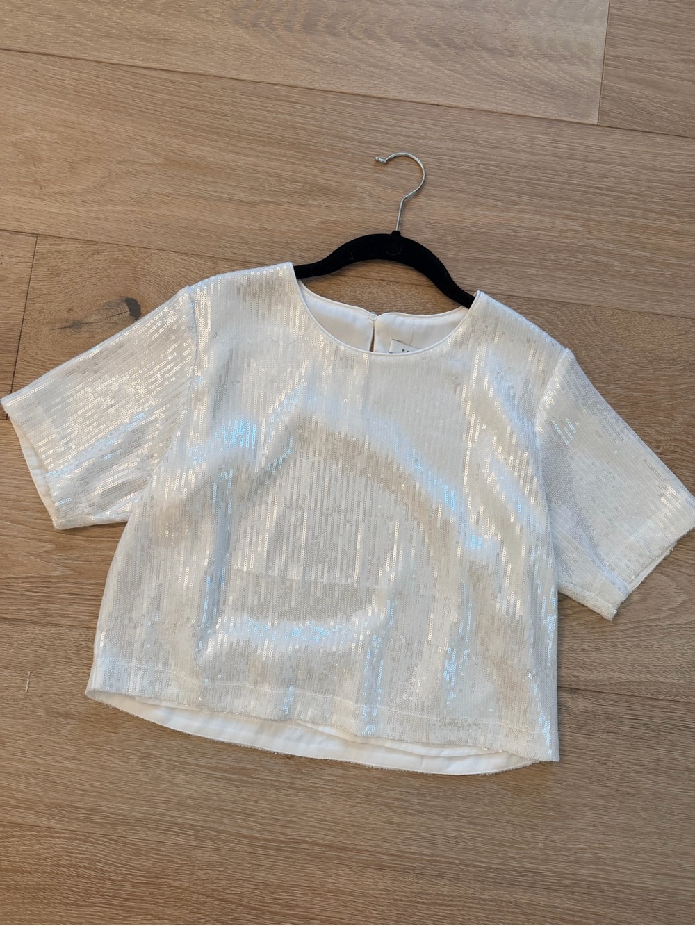 Endless Rose White Sequin Short-Sleeve Top